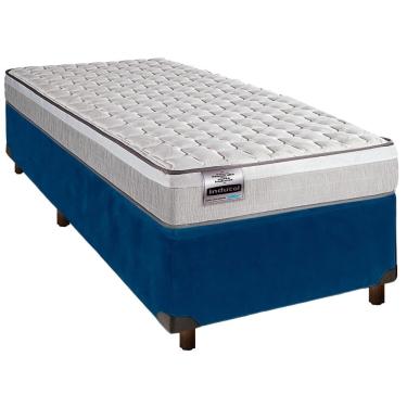 Imagem de Conjunto Cama Box Azul Solteiro + Colchão Molas Ensacadas Hanover Inducol