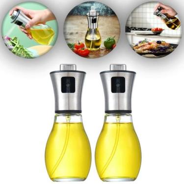 Imagem de Kit 2 Borrifador Spray de Azeite e Óleo em Vidro 200ml Tampa em Aço In