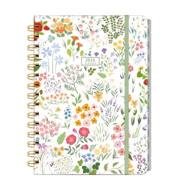 Imagem de Planejador 2026 semanal mensal, janeiro de 2026 a dezembro de 2026 calendário de capa dura agenda 2026 para mulheres floricultor espiral com abas encadernadas bolso interno, 15 cm x 21 cm