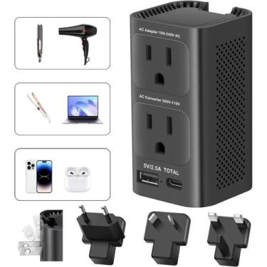 Imagem de Conversor de tensão IPLUSO 2000W 220V a 110V Tipo C USB A