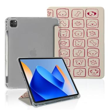 Imagem de Dog Paw em capa quadriculada rosa compatível com iPad 9ª 8ª geração 10,9 polegadas 2021-2018, capa engraçada com suporte de três dobras + porta-lápis para meninos e meninas, iPad Pro 11 polegadas 2024