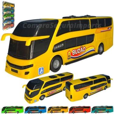Imagem de Ônibus De Brinquedo Plástico 24,5cm Buzão Realista - Europio, Amarelo