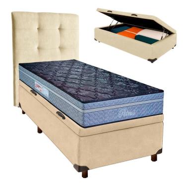 Imagem de Kit Cabeceira + Cama Box Bau + Colchão Solteiro Molas Ensacadas Petrus Paropas