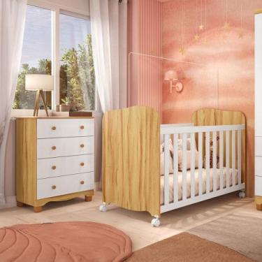 Imagem de Quarto de Bebê Completo Junior Uli Cômoda 4 Gavetas 100% Mdf Branco Br