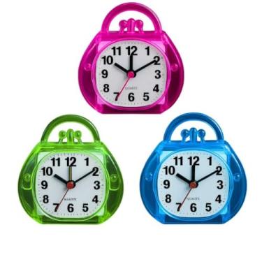 Imagem de Relógio de Mesa Despertador Analógico Quartz Alarme de Cabeceira Despertador de Mesa para Quarto e Escritório | Relógio com Alarme Ajustável e Design Moderno (Kit 3 relógios A)