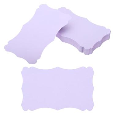 Imagem de Cartões de visita de papel em branco de 7,6 x 12,7 cm, pacote com 50 cartões de memória pequenos, palavras e mensagens, etiquetas de papel, rendas, para presente DIY, roxo claro