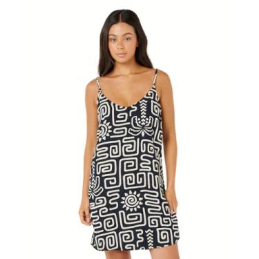 Imagem de Rip Curl Vestido feminino Sunset Luau com alças finas ajustáveis, Preto/Off White, G