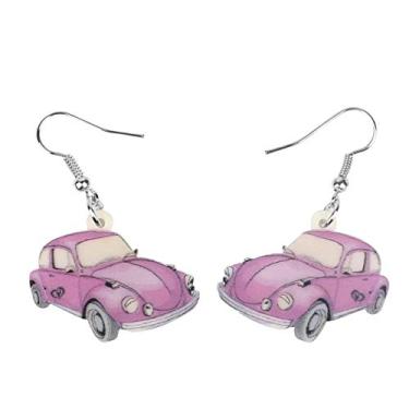 Imagem de Brincos vintage de acrílico para carro com besouro para mulheres, acessórios Rerto, joias, pingentes, presentes, Medium, Acrílico, Sem pedra preciosa