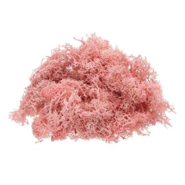 Imagem de Musgo de rena preservado, musgo falso de 113 g para artesanato, musgo seco artificial para decoração, artesanato, terrários, vasos de plantas, centros de mesa de jardim de fadas (rosa claro)