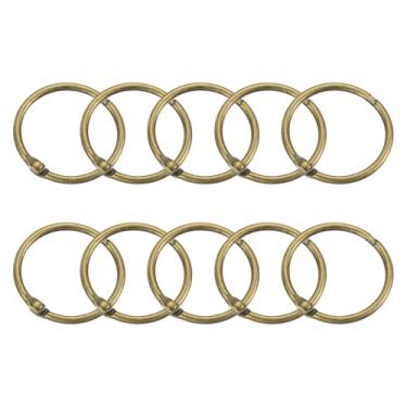 Imagem de Anéis de cortina de chuveiro, 15 peças - Ganchos de cortina de chuveiro redondos de aço carbono, anéis de encadernação de folhas soltas de 3 cm para varões de cortina de chuveiro (Bronze)