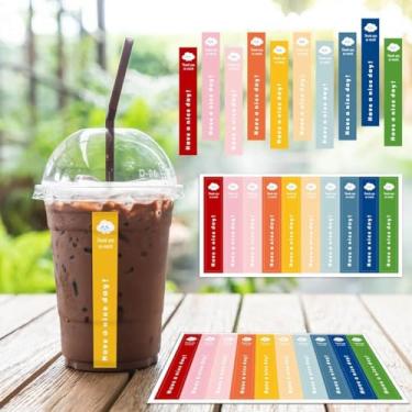 Imagem de 100 adesivos/pacote, simples e fofo, caixa de presente de agradecimento, decoração selada, xícara de chá de café com leite, suprimentos de panificação, decoração de presente