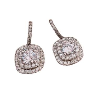 Imagem de Brincos pendentes de zircônia cúbica branca folheados a ouro branco para mulheres, casamentos, festas noturnas, brincos leves, joias de presente para ela