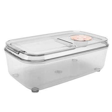 Imagem de Phefop Recipiente de Armazenamento de Grãos, Balde de Arroz Transparente Com Tampa Articulada para Armazenamento Inteligente de Cozinha, Mantém Os Grãos Frescos e Organizados para Uso Doméstico (5KG