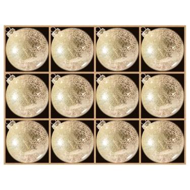 Imagem de DN DECONATION Conjunto de 12 bolas de vidro de mercúrio douradas, decorações de Natal, 8 cm, para decoração de árvore de Natal, decoração de festas de fim de ano, presente de enfeite de aniversário de