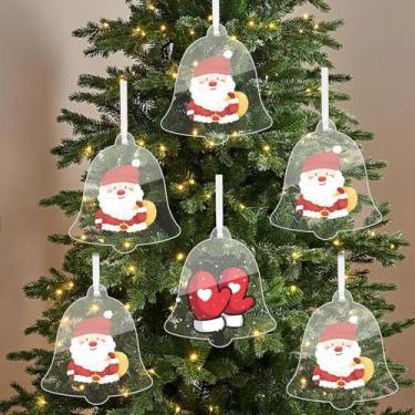 Imagem de 10 pçs/conjunto de enfeites de pendurar de acrílico transparente em branco, faça você mesmo, decoração de ano novo em branco para casa, artesanato transparente em forma de bola, 8 x 7,4 cm)