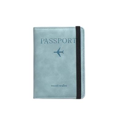 Imagem de Porta-passaporte essencial para viagem, unissex, capa de armazenamento de identidade premium para passaporte, cartões, bilhetes, identidade, porta-passaporte universal para dinheiro, Azul claro