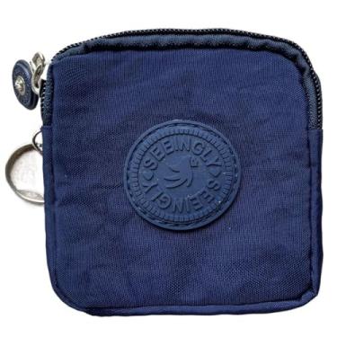 Imagem de Bolsa carteira para dinheiro com chaveiro porta-moedas durável para cartão de crédito Holoder masculino feminino, Azul, Tendência