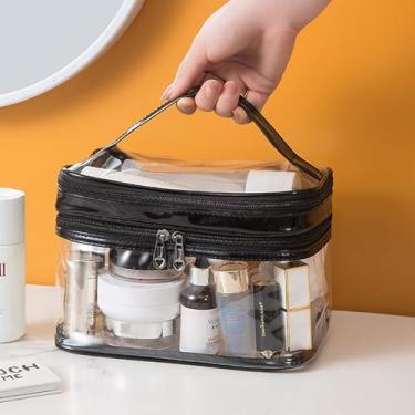 Imagem de Bolsas de viagem transparentes grandes para artigos de higiene pessoal, sacolas de plástico transparente de PVC com zíper, bolsa de maquiagem, bolsas de maquiagem de viagem para artigos de higiene