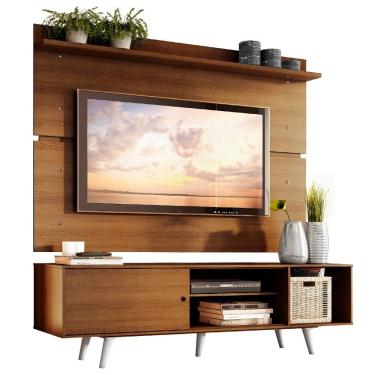 Imagem de Rack e Painel para TV até 65" Dubai Rustic e Branco Madesa