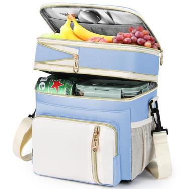 Imagem de Lancheira BAGNN 16L isolada à prova de vazamentos azul celeste branca