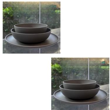 Imagem de ogo de 3 Pratos Resistente Linha Colours – Variedade de Cores, Livre de BPA e Uso no Micro-ondas | Prato Raso, Fundo e Bowl Modernos(Kit 2 jogos de pratos/Industr)