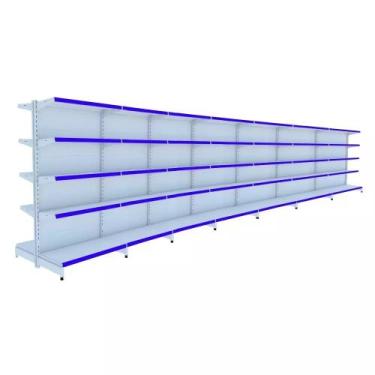 Imagem de Gondola Centro 170 Fit Ate 7 Metros Branco 70 Bandeja Pe Azul - AMAPÁ