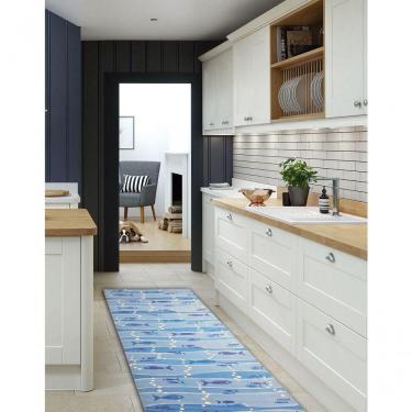 Imagem de Tapete Passadeira Emborrachada Antider 65cm Venda Por Metro Peixe Azul