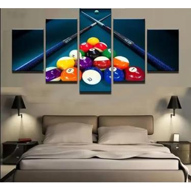 Imagem de quadro decorativo 5 peças bilhar sinuca