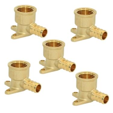 Imagem de VARMHUS 2 unidades/5 unidades PEX Drop Ear Elbow, 1/2 polegada PEX 1/2 polegada fêmea NPT, encaixe de crimpagem de latão sem chumbo para distribuição de água, ASTM F1807 (5)