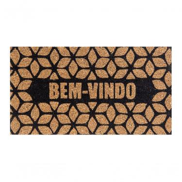 Imagem de Capacho De Poa Fibra De Coco Geometrico Preto 60x33cm - Uzoo Capacho Fibra De Coco Rt 60x33cm Geometrico Preto