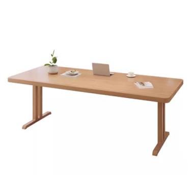 Imagem de Mesa de computador para escritório em casa Mesa de jantar retangular madeira simples, bancada trabalho moderna para laptop com pernas maciça(L)