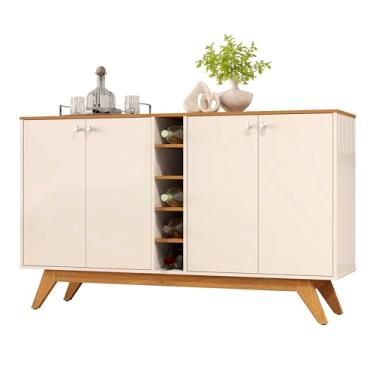 Imagem de Aparador e Adega com Pés em Madeira Jocasta. (Off/Cedro)