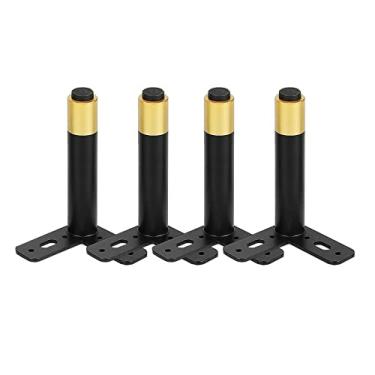Imagem de Conjunto de 4 pernas de metal para móveis, pés cilíndricos de ferro fundido, pernas de mesa de escritório ajustáveis, metal resistente, design industrial, ajustável: 1 cm, peso do rolamento: 1000 kg