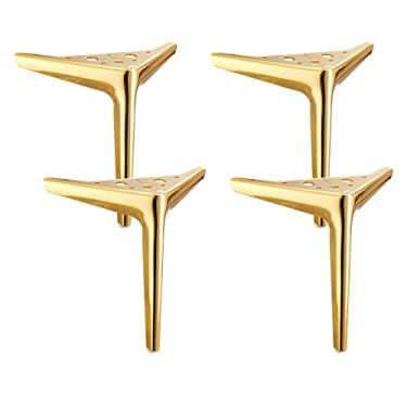 Imagem de Conjunto de 4 pés modernos de móveis triangulares de metal, projetos de bricolage para suporte de TV, sofá, armário, etc. com parafuso de montagem de protetores de chão, 5 cores, 4 tamanhos. (25 cm