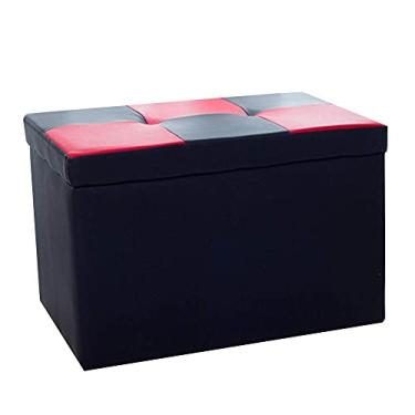 Imagem de Baú de armazenamento otomano banco multifuncional de alta capacidade confortável moldura de madeira estável de poliuretano, 8 cores (cor: preto, tamanho: 60 x 40 x 40 cm)