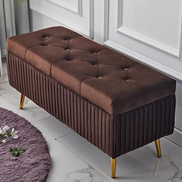 Imagem de Banqueta Ottomans para pés com banco de pés de armazenamento oculto estofado com pernas de metal - banco de cabeceira de cama, banco de janela para sala de estar quarto/cor 6/80 x 40 x 45 cm
