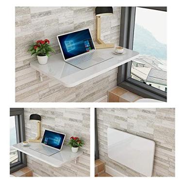 Imagem de Mesa dobrável montada na parede mesa dobrável de madeira mesa de parede mesa de jantar mesa de computador mesa de estudo branca, 80 x 50 cm