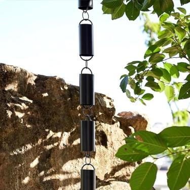 Imagem de WEBSID Para substituição de calhas e canos, corrente de captação de chuva de cilindro de alumínio, corrente de desvio de telhado de templo de quintal doméstico