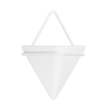 Imagem de Yalych Vaso de cerâmica vaso de flores planta suculenta montado na parede triangular autoabsorvente vaso de flores de água (cor: 1) decoração de casa (cor: 3)