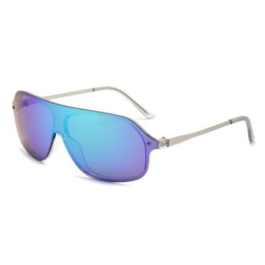 Imagem de Óculos de sol grandes, coloridos e em bloco, estilo max fashion, esportivo (VERDE)