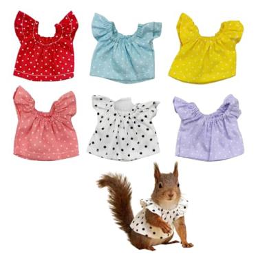 Imagem de 6 peças de roupas de esquilo para animais de estimação: roupas adoráveis e confortáveis vestidos simples de bolinhas adequados para esquilos, porquinhos-da-índia, furões e outros animais pequenos