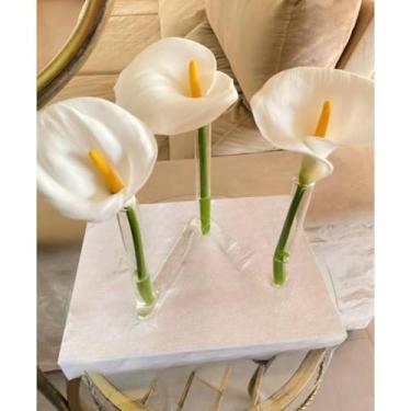 Imagem de Vaso Tubo de Vidro Decorativo – 3, 4 ou 5 Tubos | Design Moderno Artesanal para Arranjos Florais e Decoração Elegante(3 tubos pequeno)