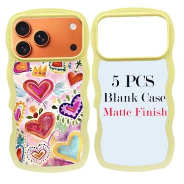 Imagem de JUSTRY 5 peças de capa de telefone em branco por sublimação em branco para impressão compatível com iPhone 17 Pro Max, capa protetora de borracha personalizada com prensa térmica DIY + inserção fosca