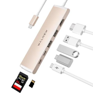 Imagem de Base Thunderbolt 4, hub USB-C 7 em 1 com HDMI 4K, PD de 100 W, 3 portas (2 USB 3.0 + 1 USB-C) de 5 Gbps, leitor de cartão SD/TF, para MacBook Pro/Air, iPad, Surface Laptop (Starlight)