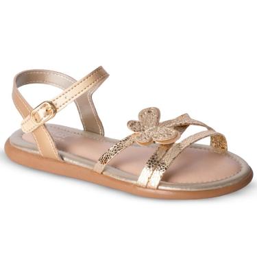 Imagem de Sandália Infantil Menina Kidy Cristal Ouro Confortável Fashion Antiderrapante Com Acessório Cabelo
