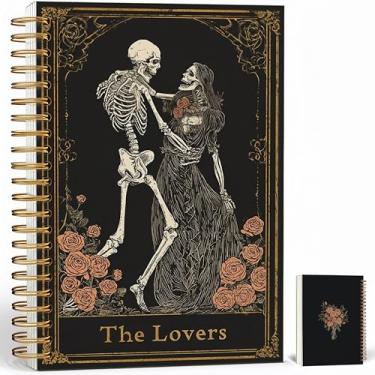 Imagem de The Lovers Tarot Notebook Journal for Women - A5 Spiral Notebook with Dark Mystic Spells Skull Design, Vintage Witchy Journal, Gothic Office & School Supplies, Unique Gifts for Birthday, Christmas