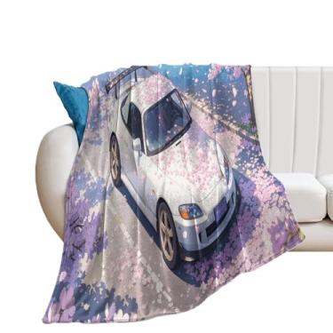 Imagem de HouLaiZhe Cobertor super macio de flanela japonesa JDM carro S2000 flores de cerejeira cobertores refrescantes leves para sofá-cama cadeira sofá carro viagem ao ar livre leve quente 76 cm x 127 cm
