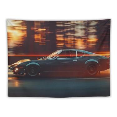 Imagem de HouLaiZhe Tapeçaria de carro retrô clássico carro esportes Jdm arte pendurar na parede quarto decoração de casa tapeçarias estética piquenique decoração de parede arte de parede para dormitório sala