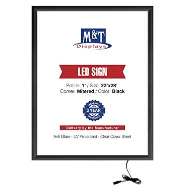 Imagem de M&T Displays Buy Max LEDbox Moldura de pôster com luz de LED, 56 x 71 cm, preto, 2,5 cm, com perfil de alumínio, carregamento frontal, suporte para foto, foto, anúncio, suporte para placa, canto