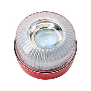 Imagem de KiBcsLic Sinalizador estroboscópico LED genérico, luzes de advertência, à prova d'água, redondo, para emergências, ideal para caminhões de reboque, Vermelho Branco